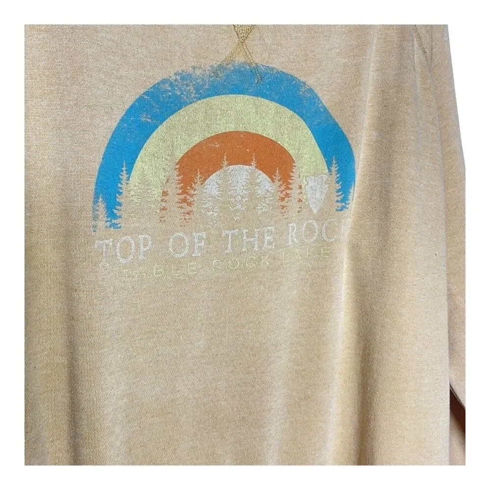 Blue 84 Sweatshirt Women's XXL Light Tan Retro Nature Graphic Table Rock Lake - Picture 4 of 11
